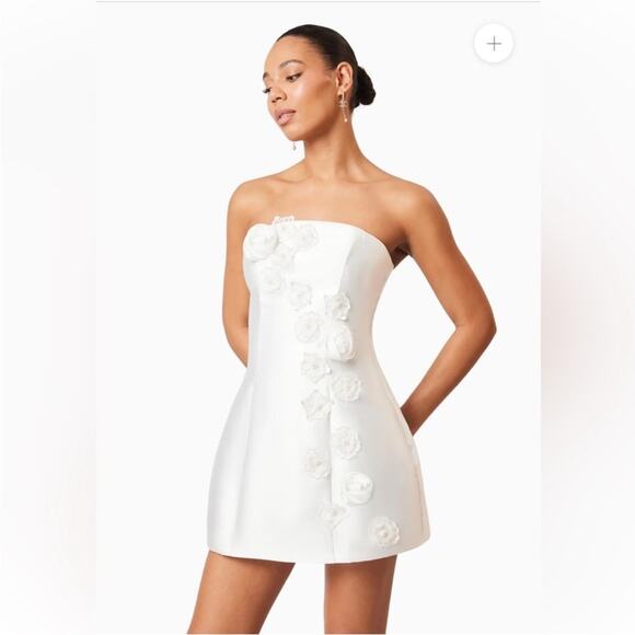 elliatt oleander strapless sateen 3D flower pearl mesh maxi mini dress large NEW - Picture 14 of 15